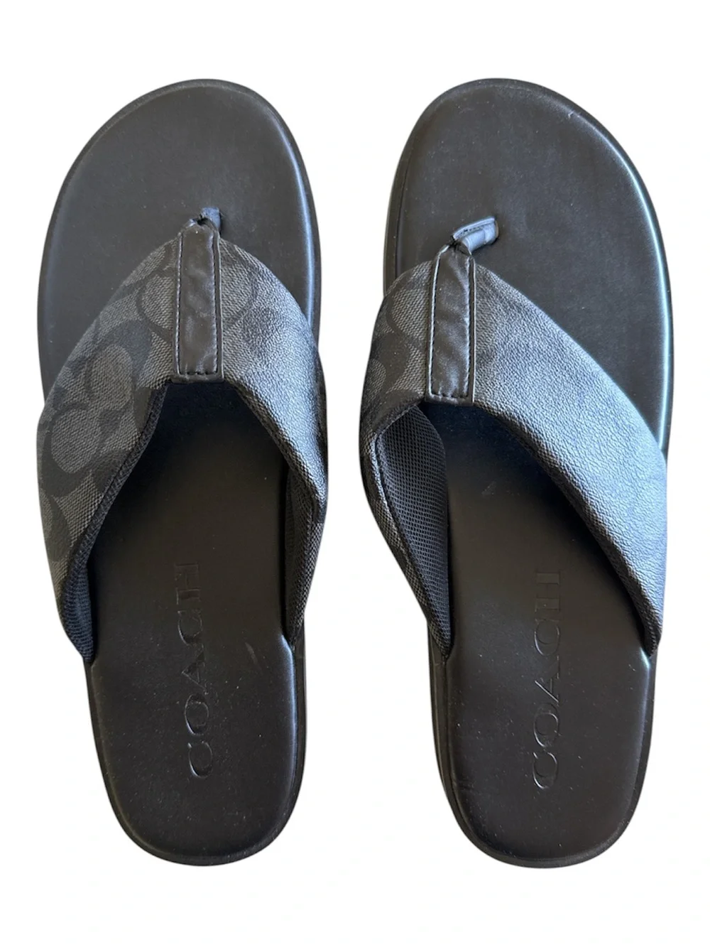 New Coach Men’s Black Signature Flip Flops